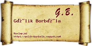 Gálik Borbála névjegykártya